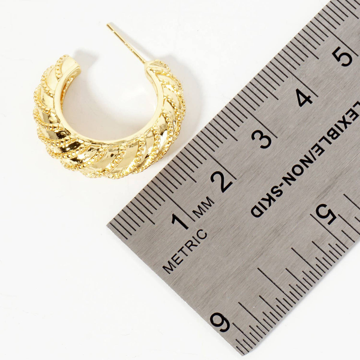 Diagonal Vortex-Textured 25mm Open Hoop Earrings