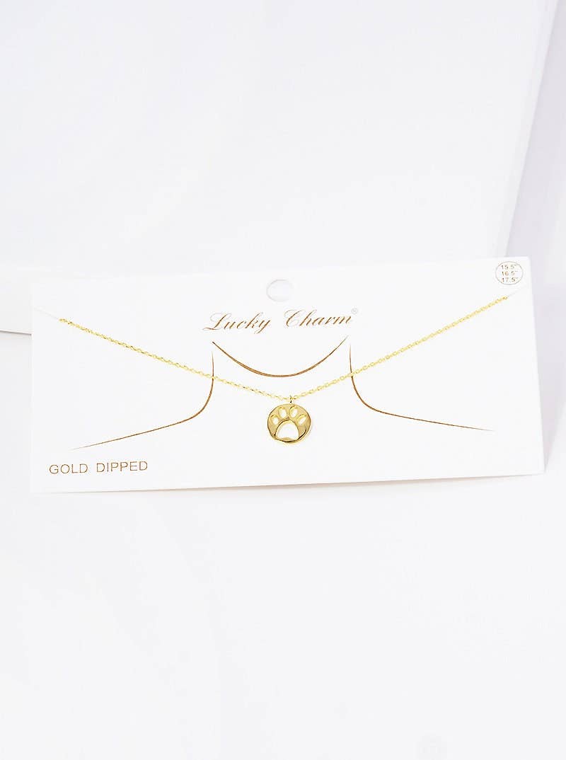 Gold Paw Print Cut Out Necklace