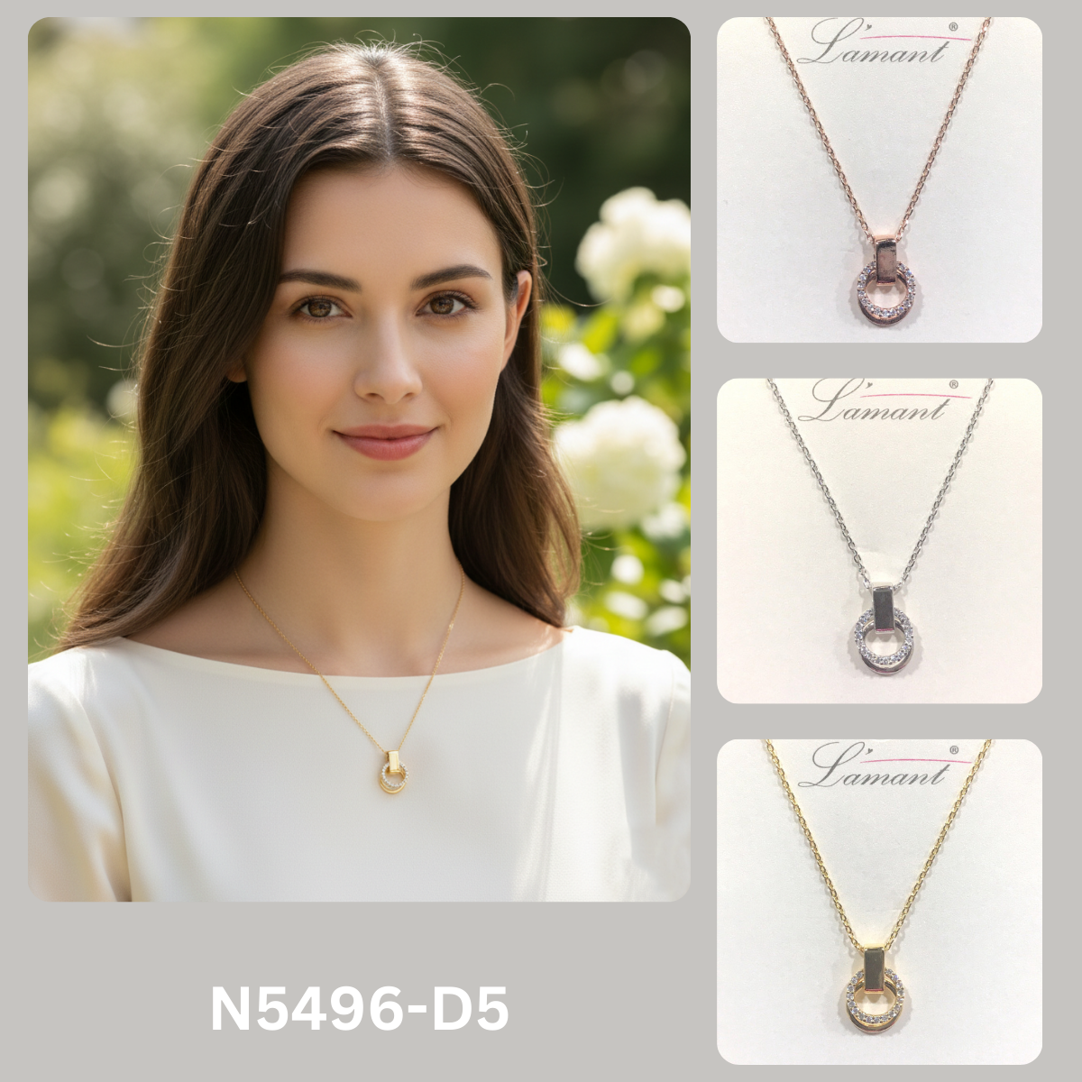 Minimalist Pave Circle Interlocking Pendant Necklace