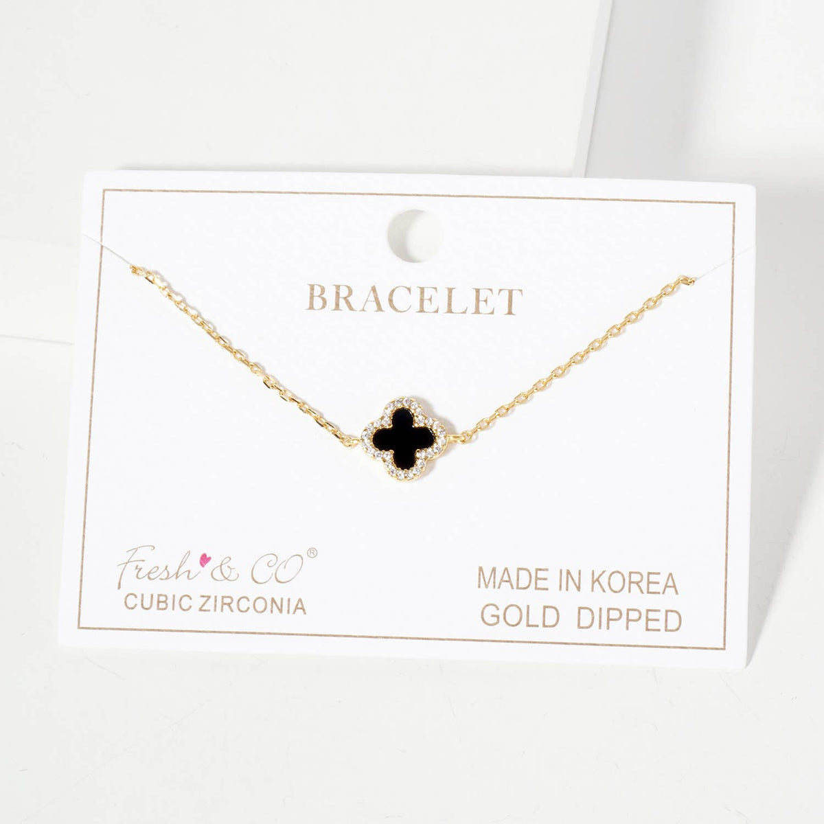 Pave-Set 11mm 18K-Gold-Dipped Brass Quatrefoil Bracelet