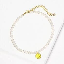 Gold Plated Freshwater Pearl Smiley Face Anklet