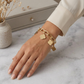 18K Gold Plated Chunky Link Bracelet with Clover Charms