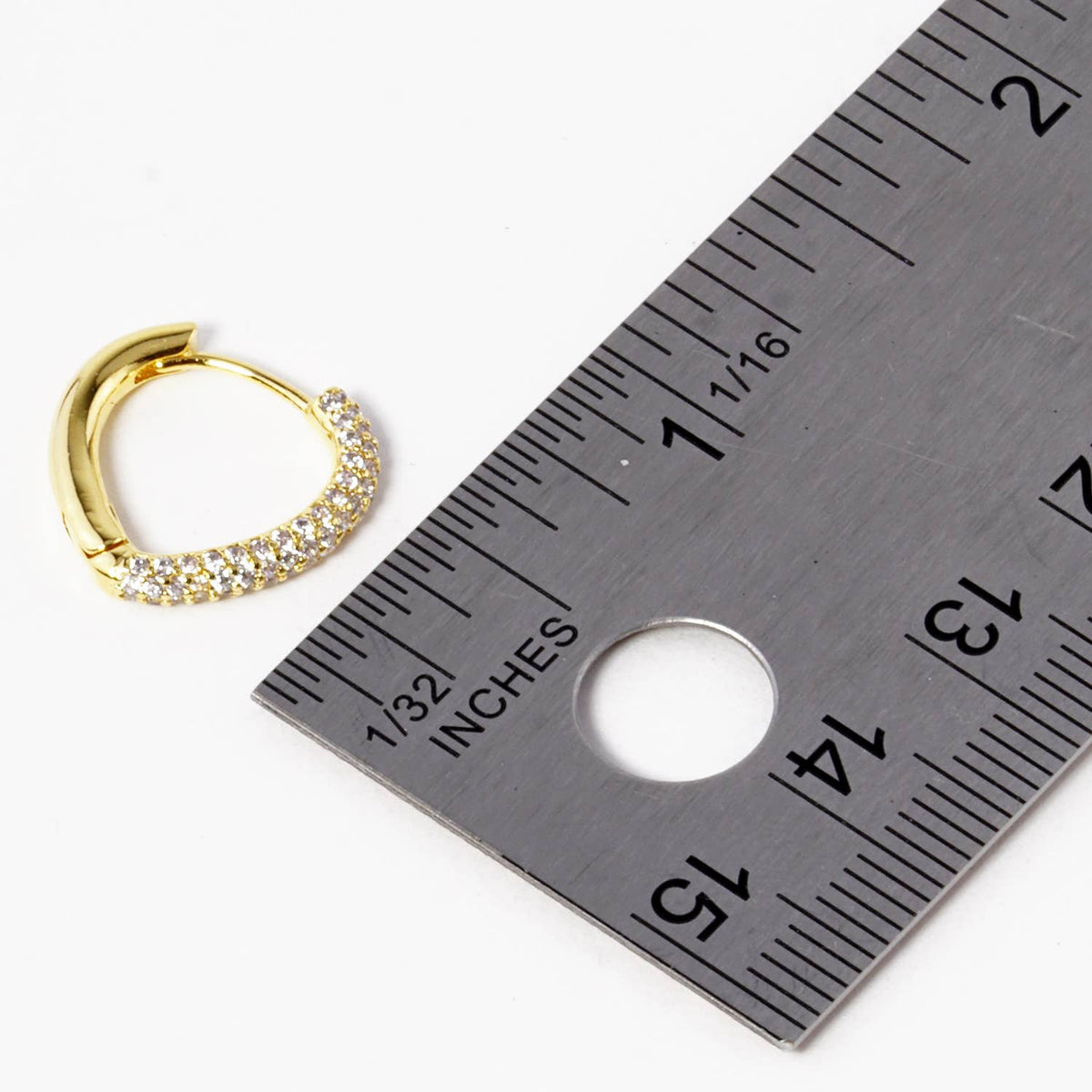 Dainty Cubic Zirconia Half Pave Huggie Hoop Earrings