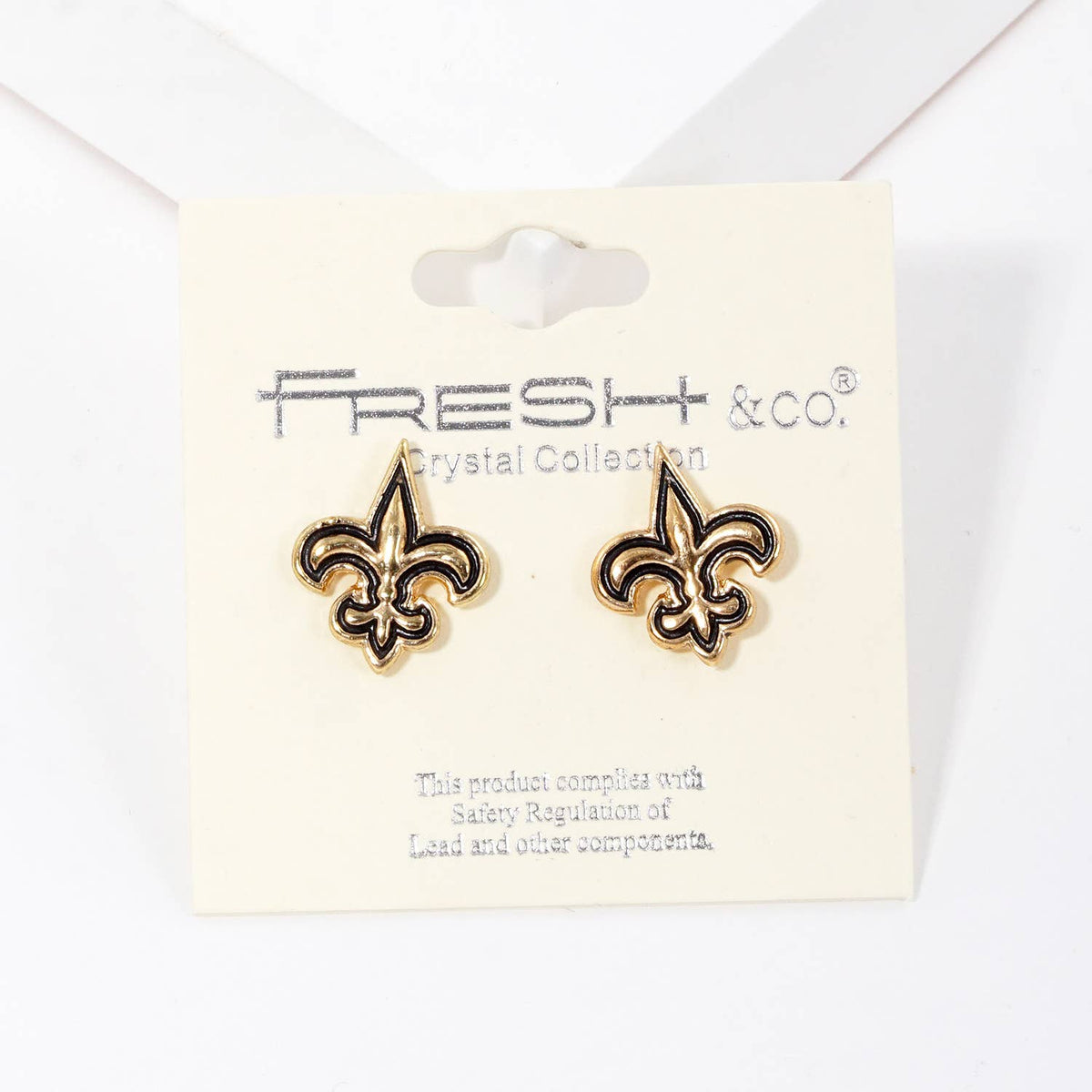 Gold Plated Bold Fleur De Lis Stud Earrings