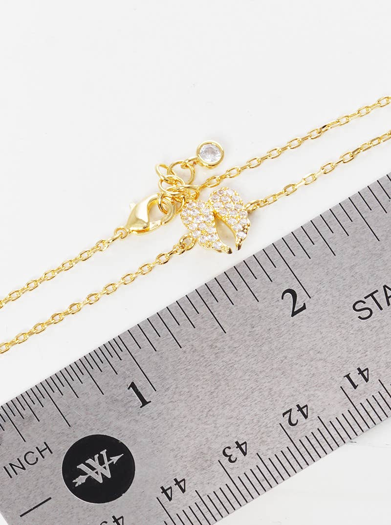 Minimalist Pavé Angel Wing Charm Bracelet