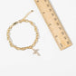 Cubic Zirconia Cross Charm Link Bracelet with Magnetic Clasp