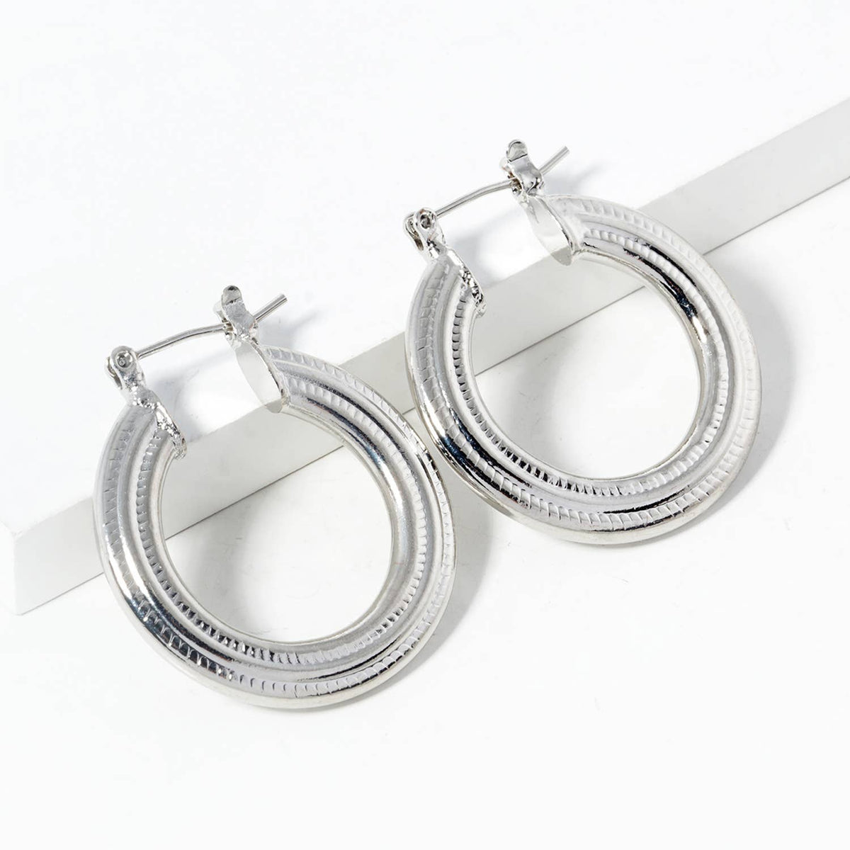 Geometric Spiral Grid Hoop Earrings
