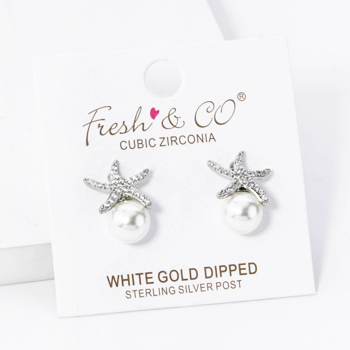 SEA STARS STARFISH 8MM PEARL STUD EARRINGS