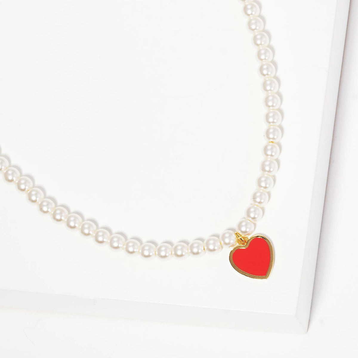 Gold Plated Heart Pearl Necklace