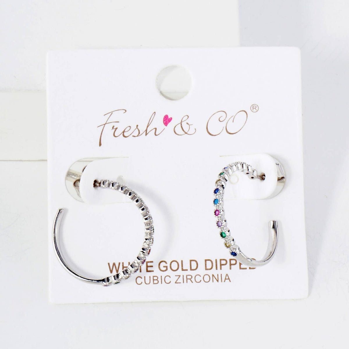 20mm Hoop Earrings with Half CZ Stone Accents Earring