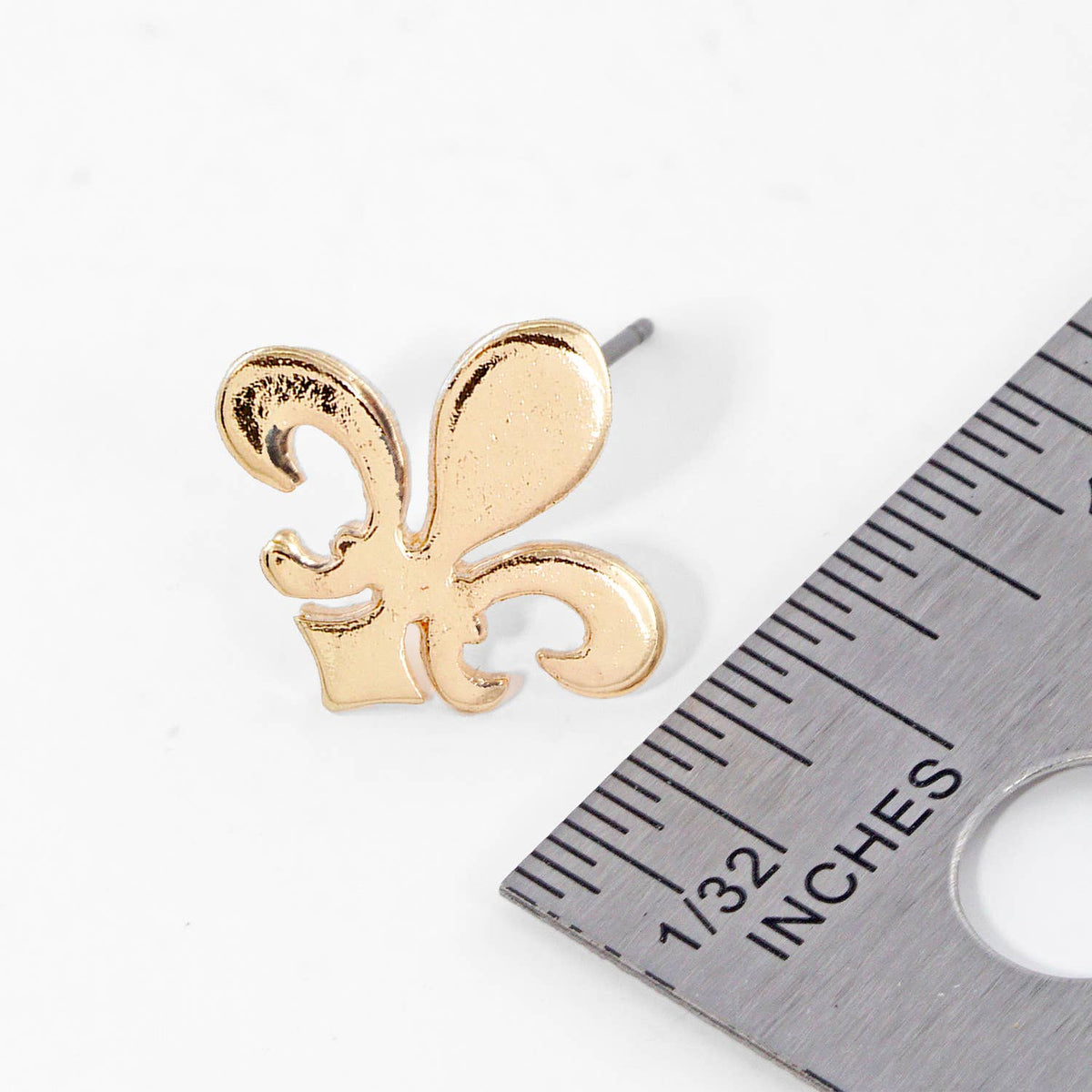 Gold Plated Bold Fleur De Lis Post Earrings