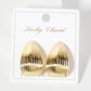 Polished Brass 30mm Ribbed Teardrop Earrings