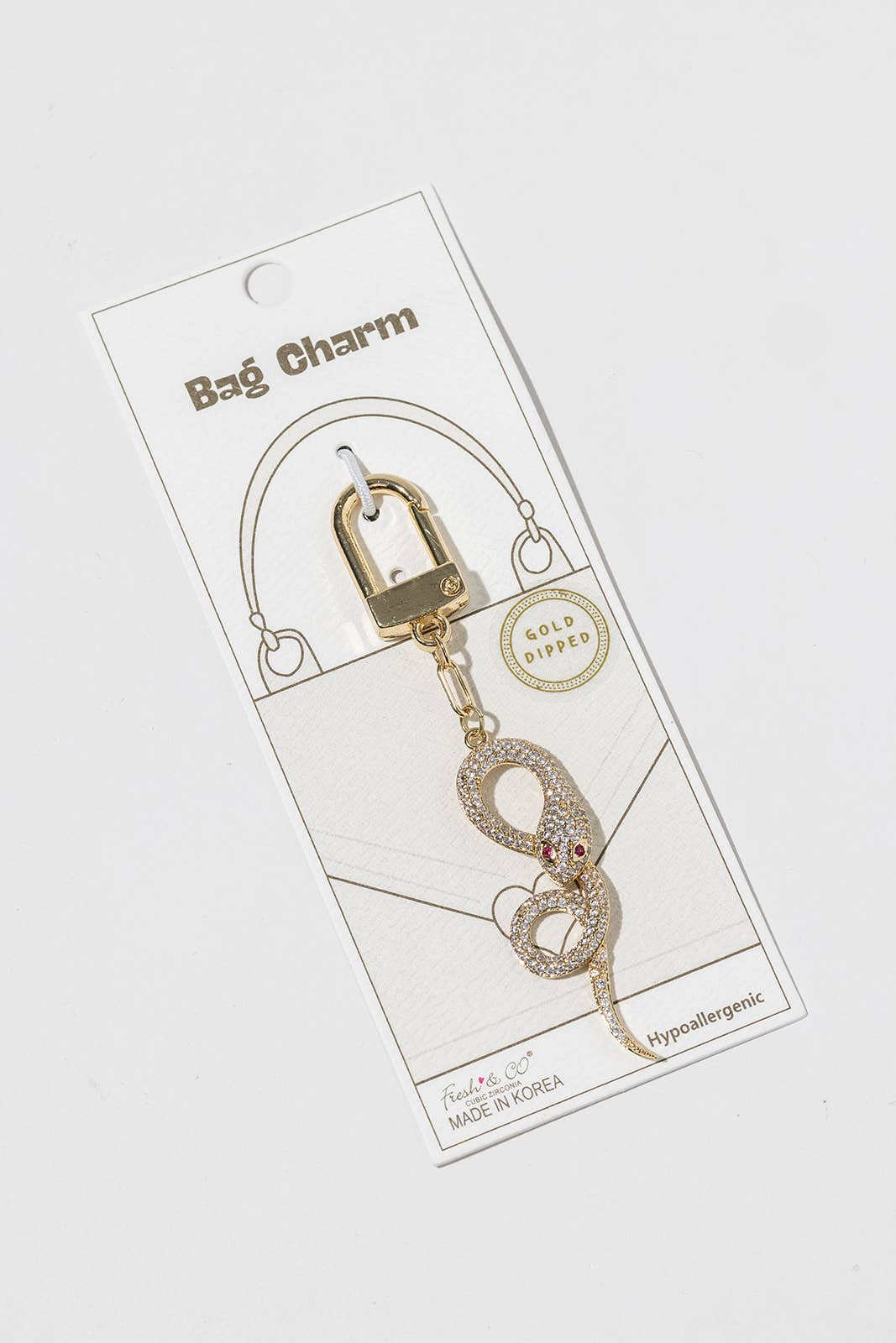 Crystal Embellished Coiled Snake Bag Charm
