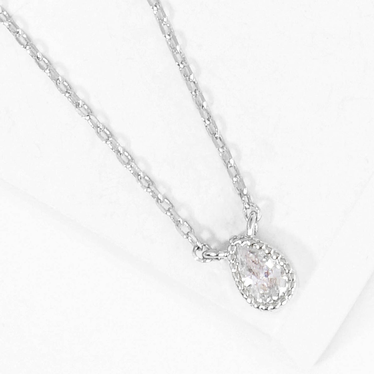 Pear-Cut Cubic Zirconia Dainty Teardrop Pendant Necklace