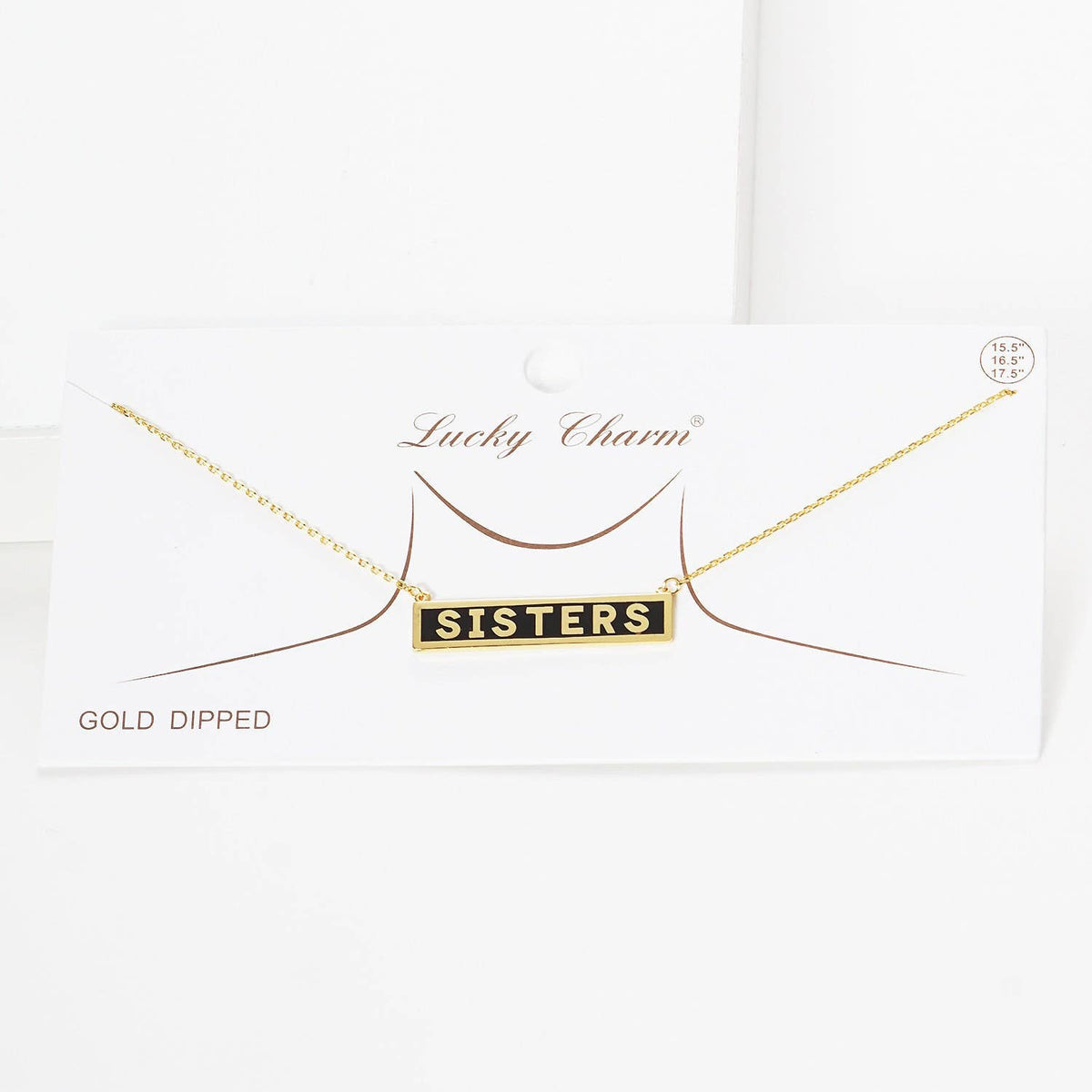Gold Plated Mini Bar SISTERS Necklace