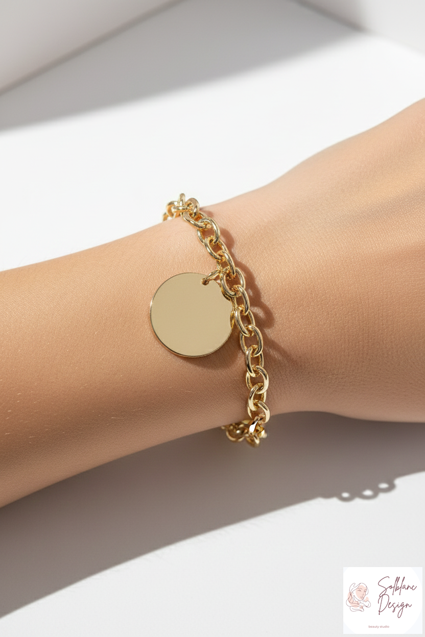 Minimalist Magnetic Clasp Round Disc Chain Bracelet