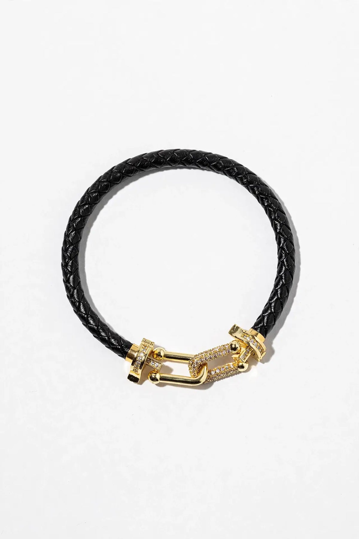 Braided Leather Horseshoe Bracelet