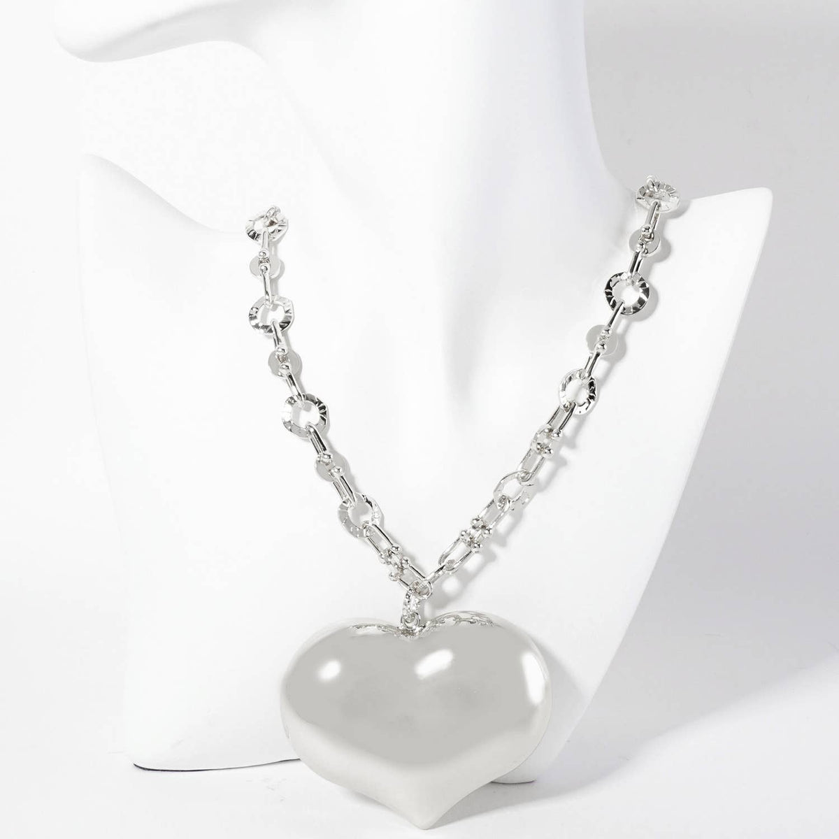 Polished Brass Large Puffy Heart HardWear-Chain Necklace.