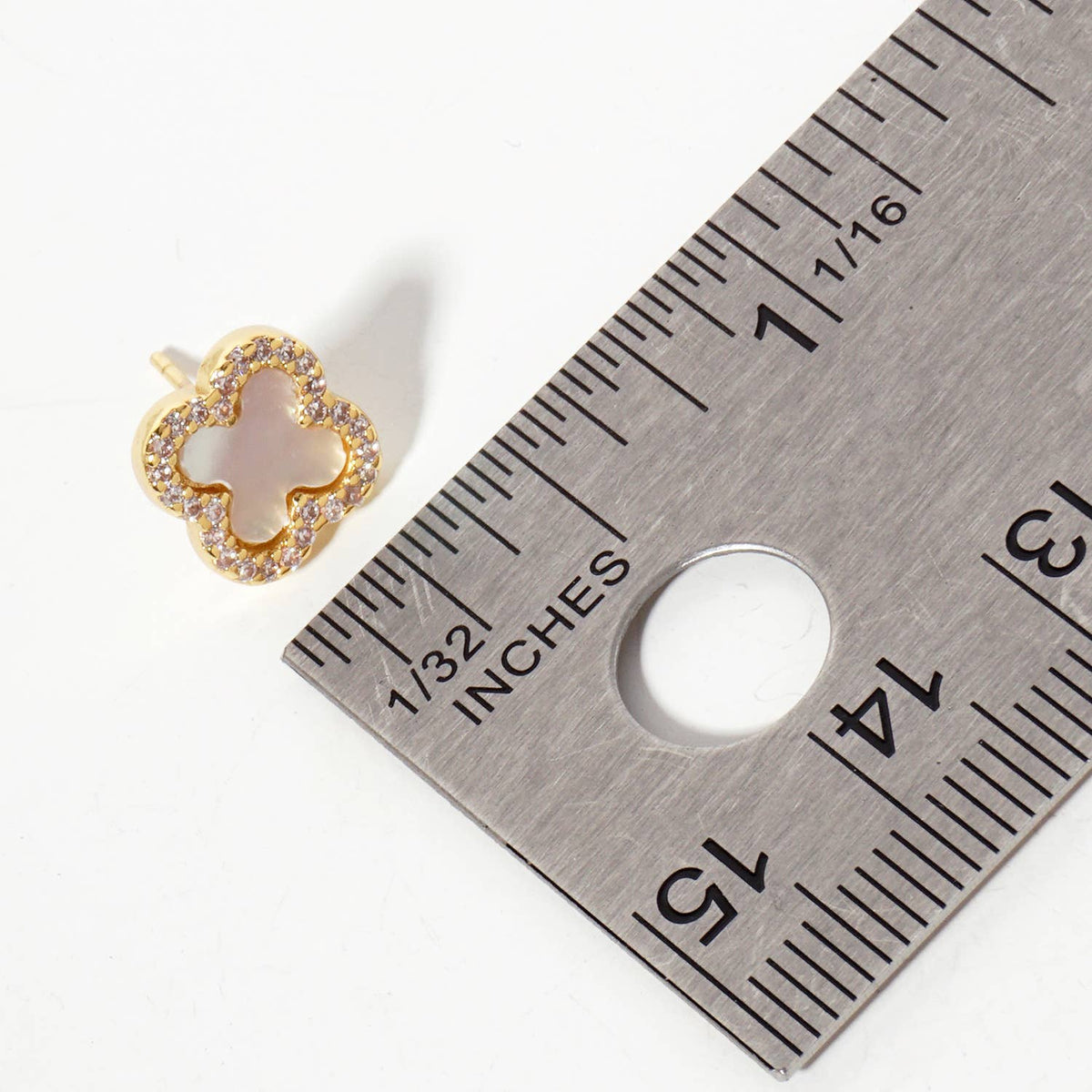 Pave-Set Cubic-Zirconia 11mm Quatrefoil Stud Earrings