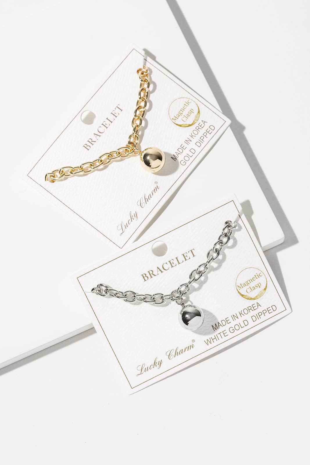 Minimalist Magnetic Clasp Link Bracelet with Spherical Ball