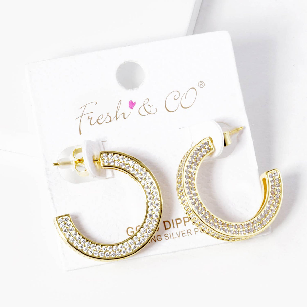 Dainty Pave Cubic Zirconia Chunky Hoop Earrings