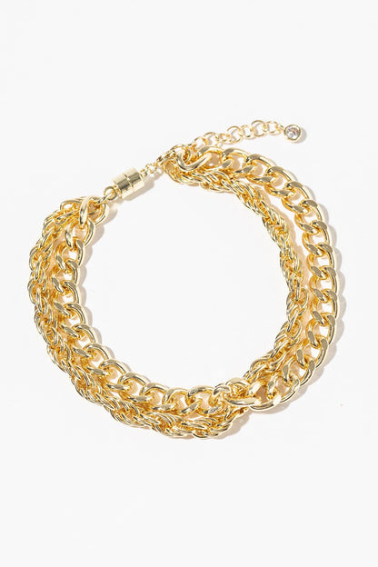 Layered Curb & Rope Chain Bracelet with Magnetic Clasp