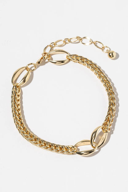 Mixed Link & Wheat Chain Anklet - 14K Gold/White Gold Dipped