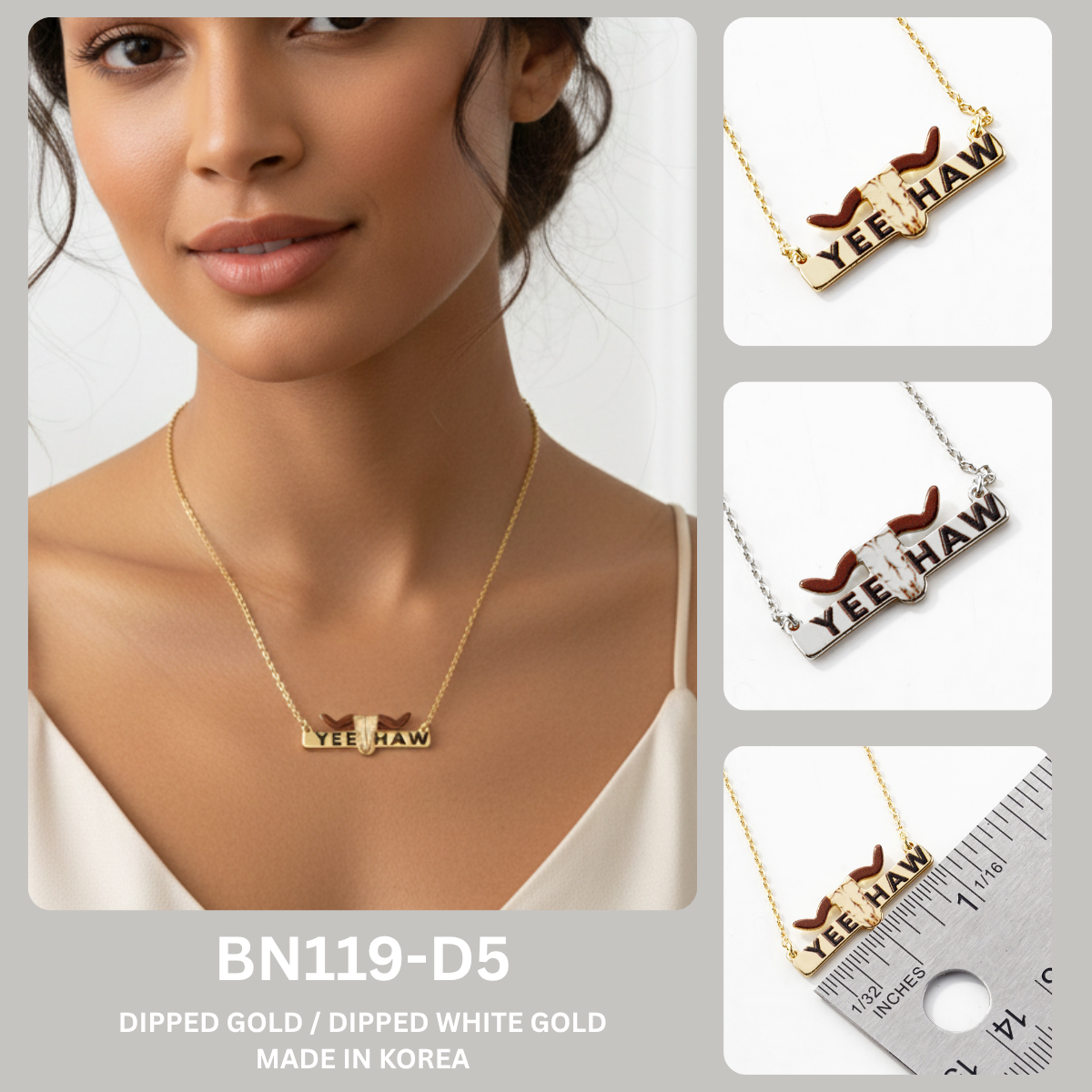 "Yee Haw" Longhorn Bar Necklace