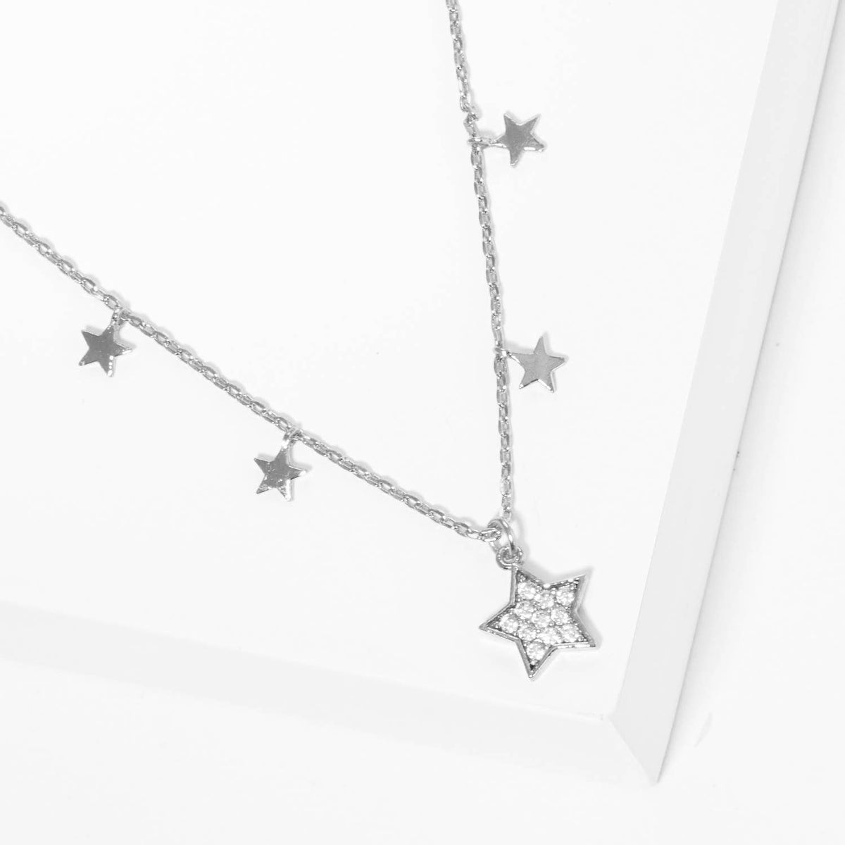 Gold Plated Multi Cubic Star Necklace