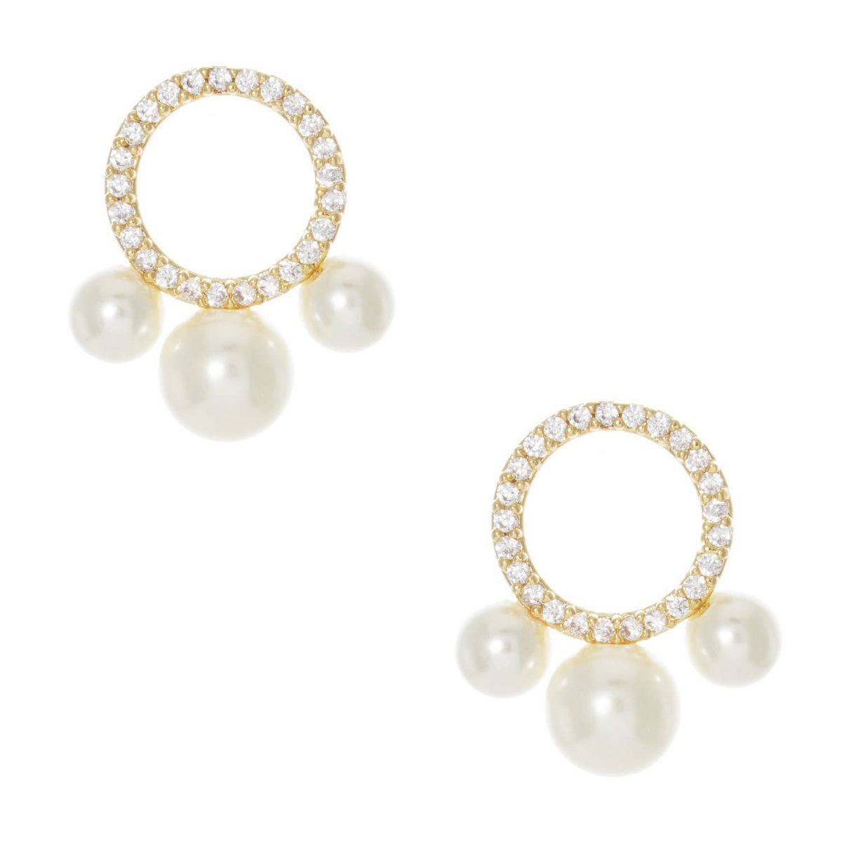 Gold Pearl Drop Huggie Earrings