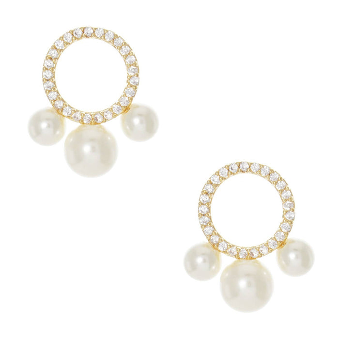 Gold Pearl Drop Huggie Earrings