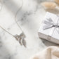 Crystal Ribbon Bow Pendant Necklace – 3D Sculpted Bow