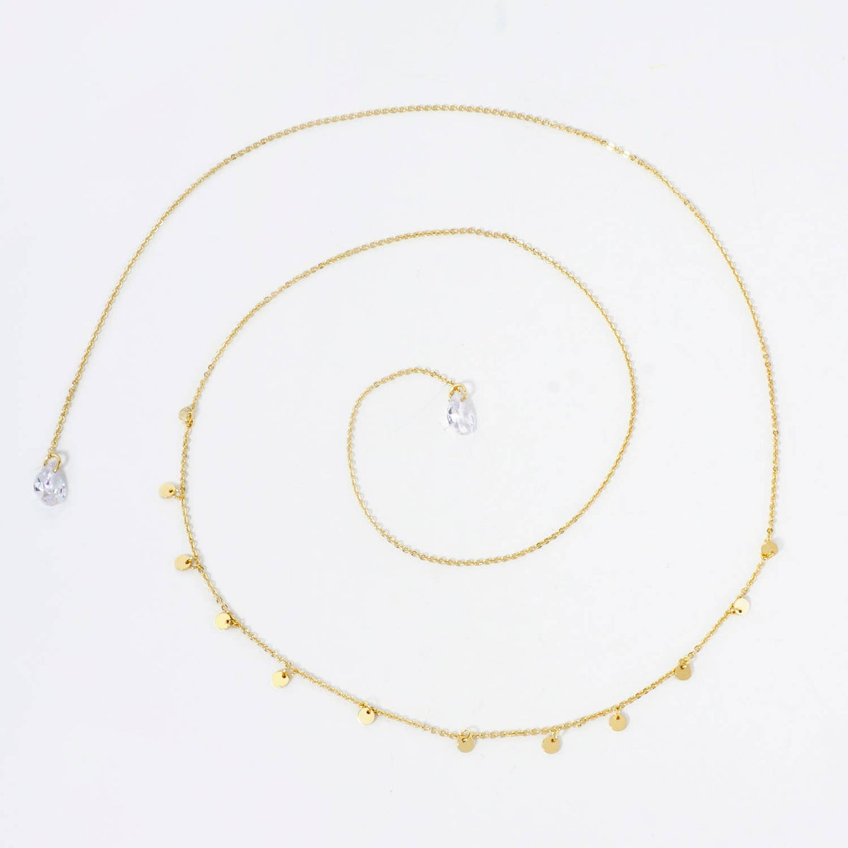 Teardrop Cubic-Zirconia Drop Disc Charms Face-Chain