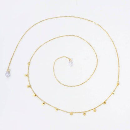 Teardrop Cubic-Zirconia Drop Disc Charms Face-Chain