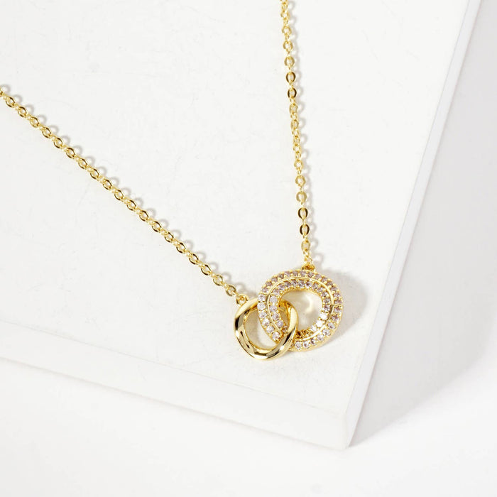 Interlocking Circles Pendant 18K-Gold-Dipped Necklace