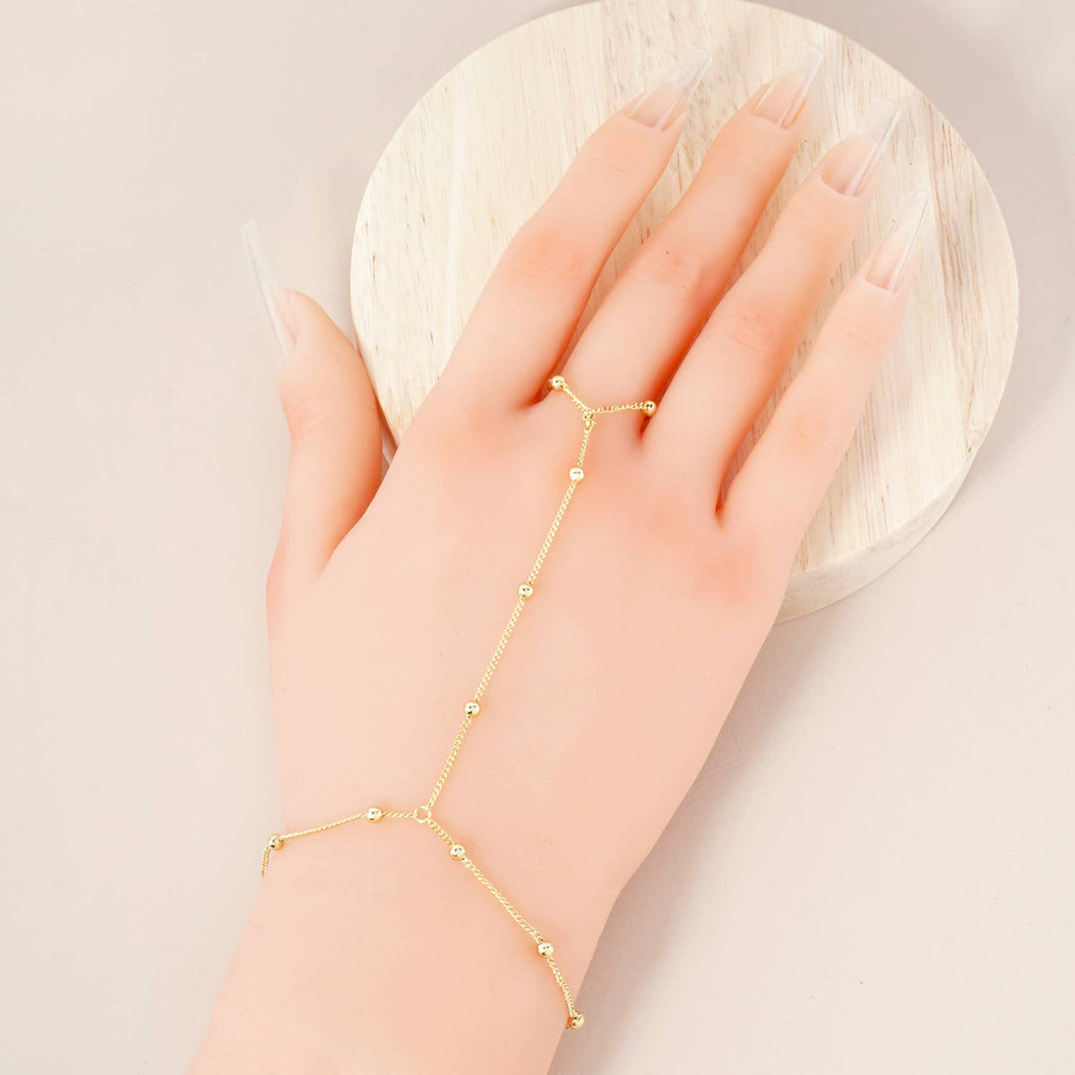 18K-Gold-Dipped Brass Satellite Hand-Chain Bracelet
