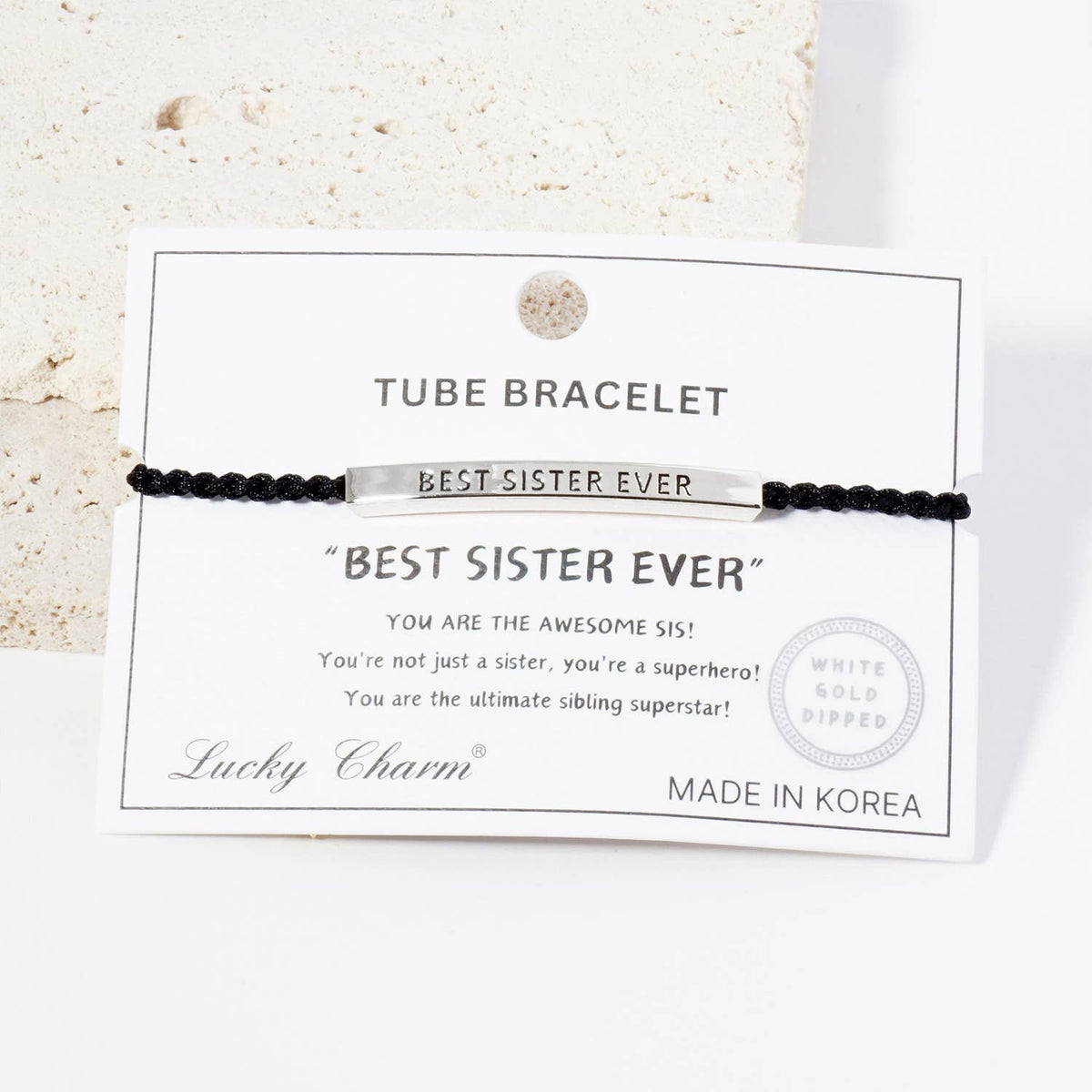 Inspirational Messages Best Sister Ever Tube Bar Bracelet