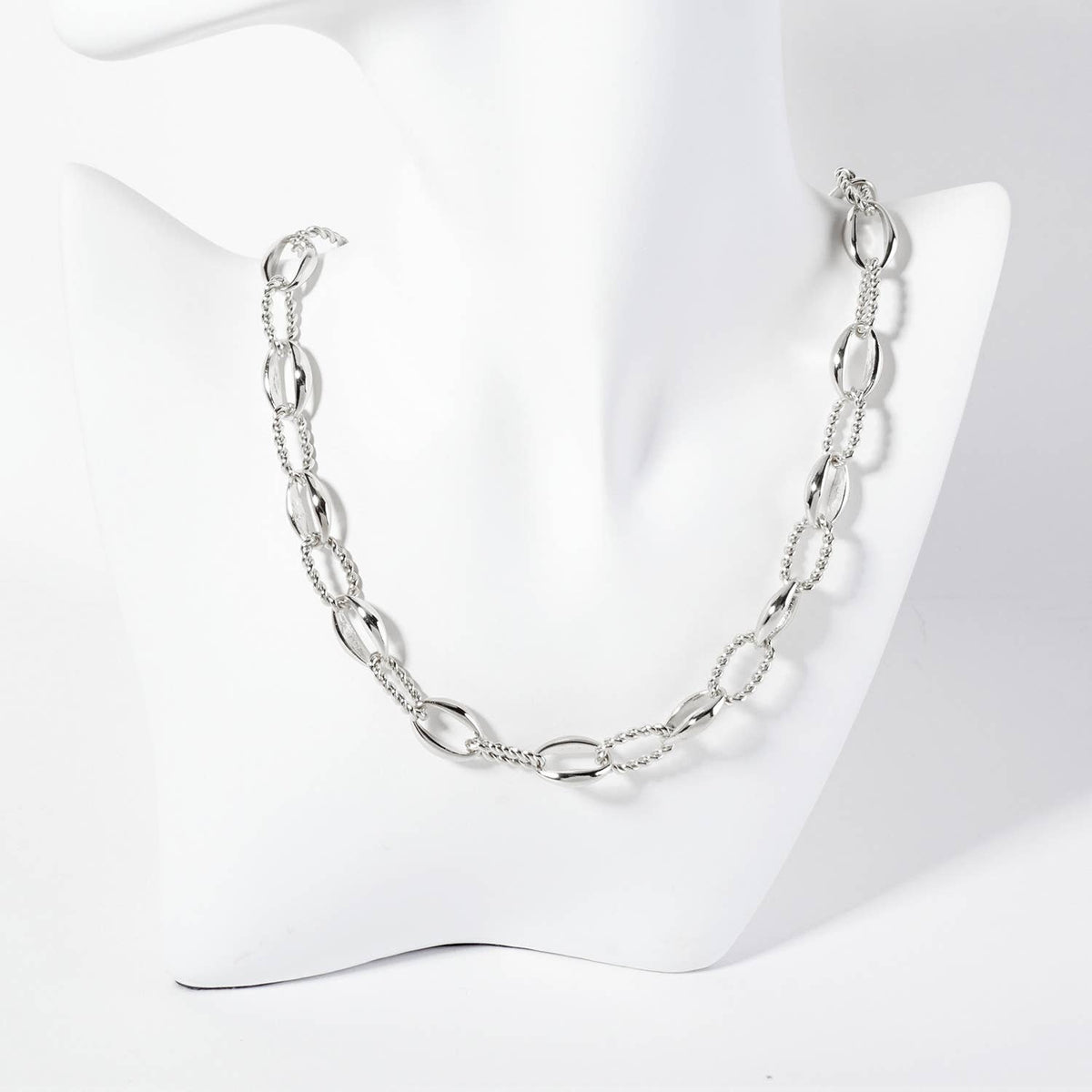 Rope-Texture Polished Brass Chain Necklace