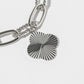 Lucky Clover Ribbed Charm Mixed Link Anklet
