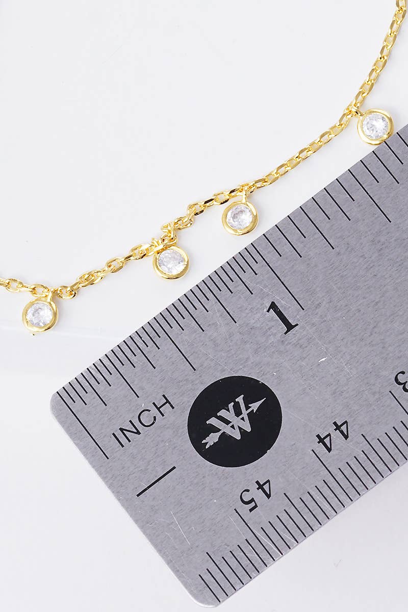 Delicate Rainbow CZ Bezel Station Bracelet