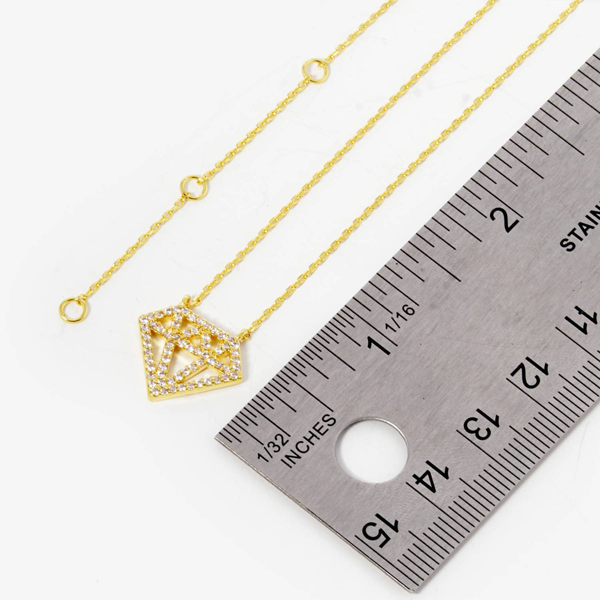 Geometric Diamond Cutout Pendant Necklace