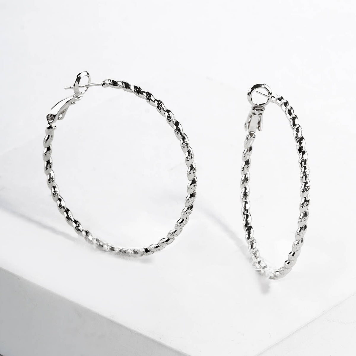 Geometric Spiral Twisted Hoop Earrings