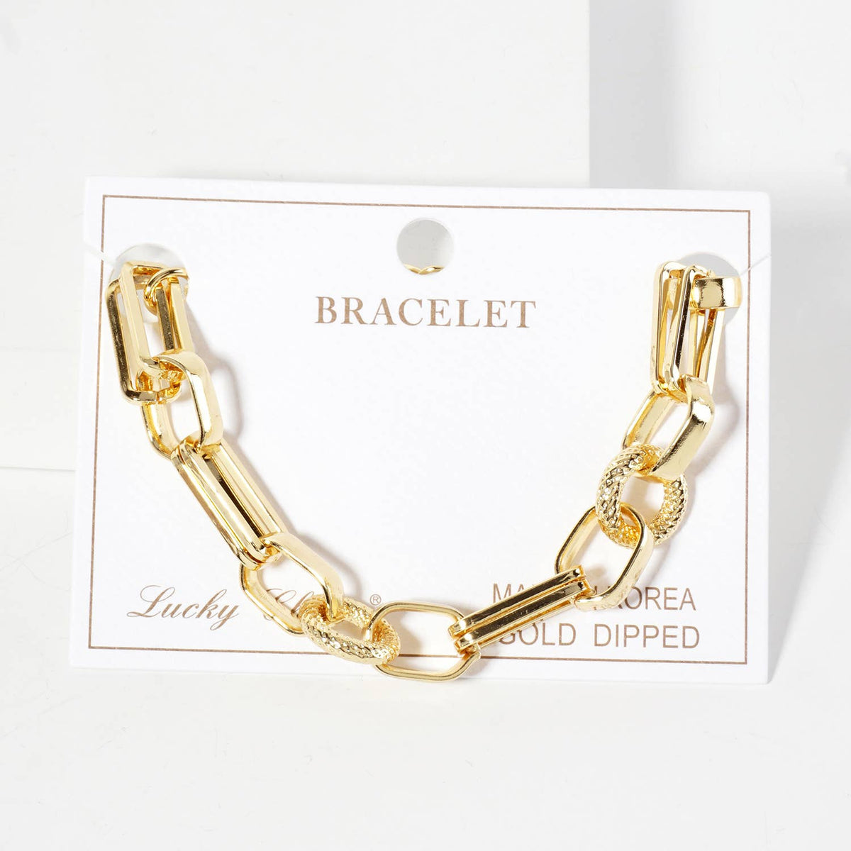 Mixed Texture U-Link Chain Bracelet
