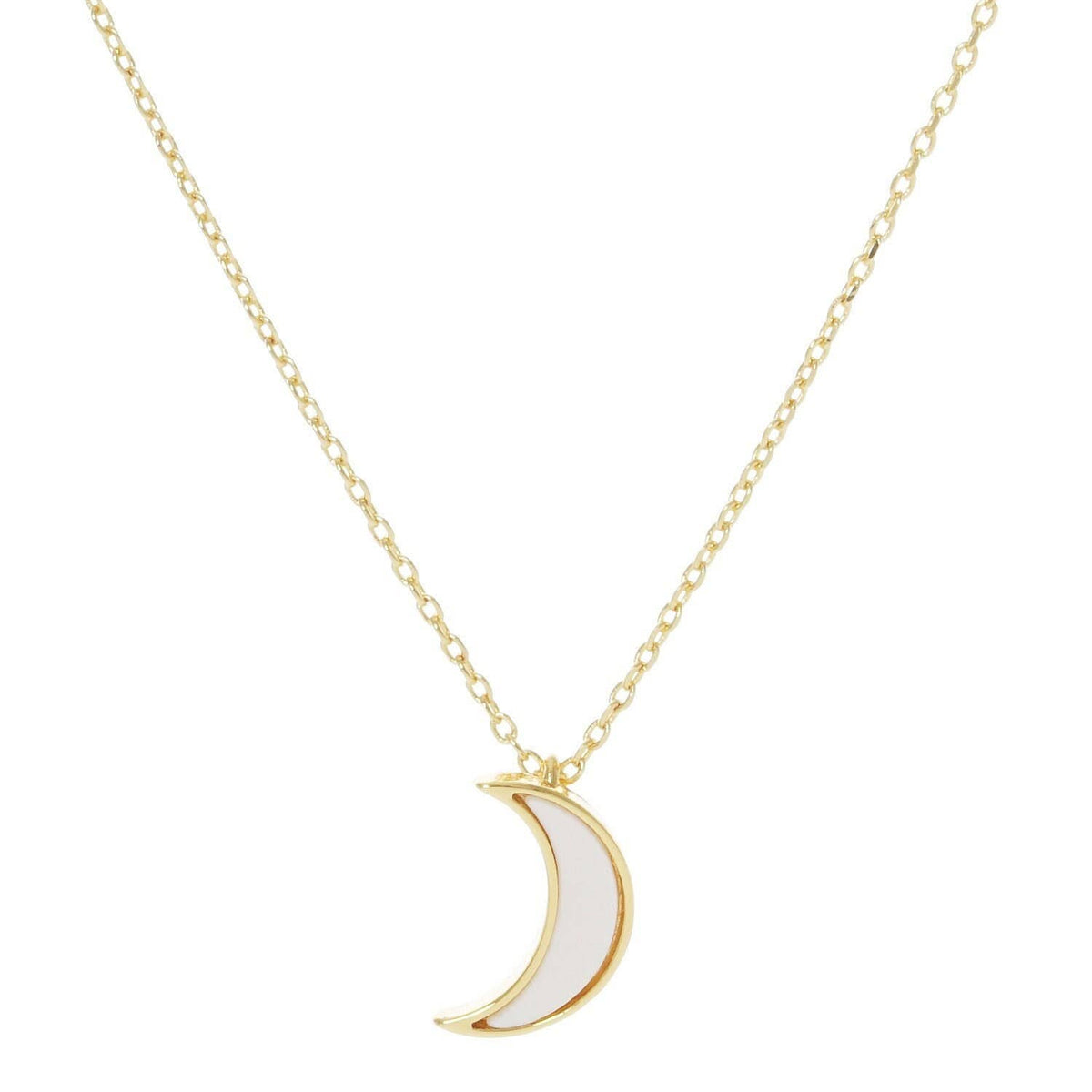 White Shelled Crescent Moon Necklace