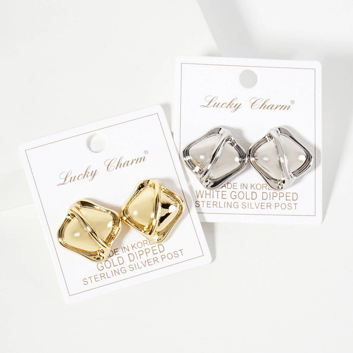 Polished Brass Soft-Curve Textured Post Earrings