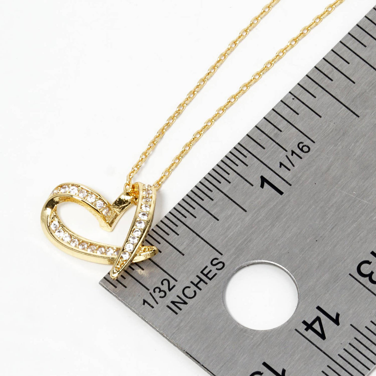 Dainty Crystal Open Heart Pendant Necklace