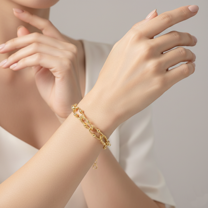 Mixed Texture U-Link Chain Bracelet