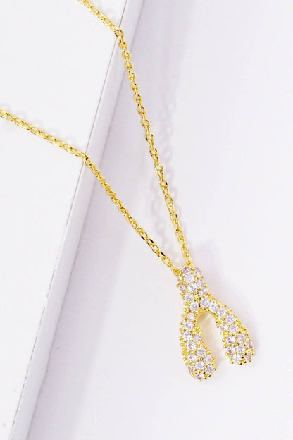 Gold Plated Wishbone Necklace