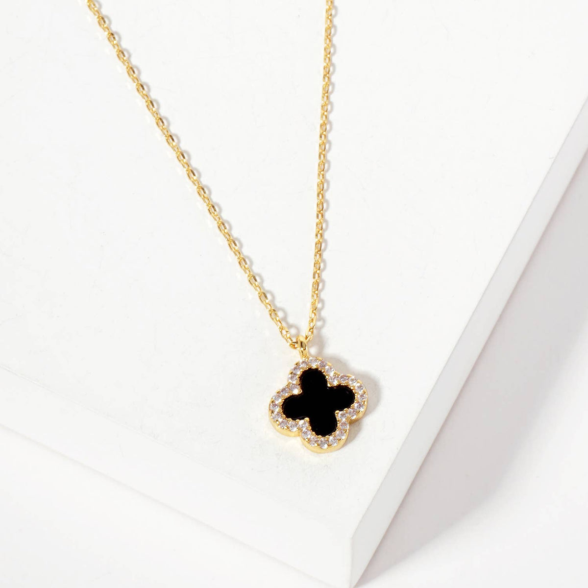 Pave-Set 11mm Quatrefoil Pendant Necklace