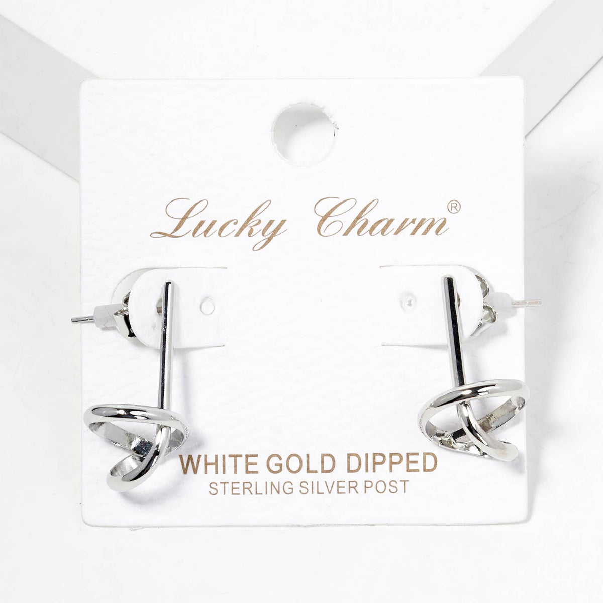 Modern Interlocking Knot Drop Earrings with Linear Bar Post